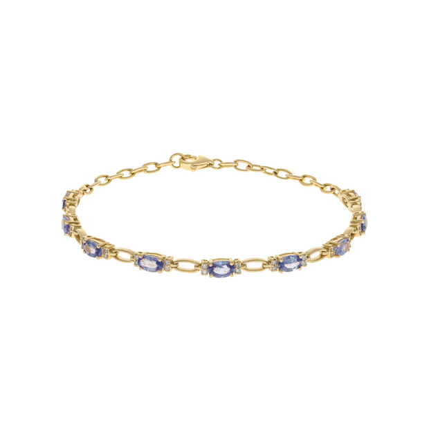 14k Yellow Gold Tanzanite and Diamond Bracelet