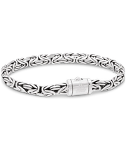 Sterling Silver Oval Borobudur Chain Bracelet - 6mm