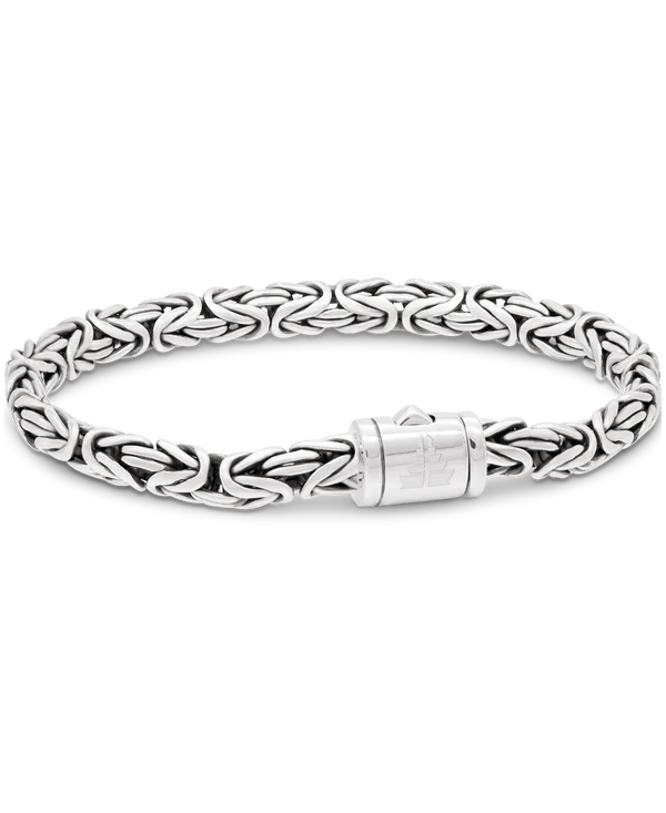 Sterling Silver Oval Borobudur Chain Bracelet - 6mm