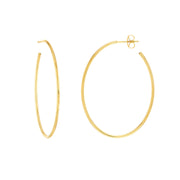 14kt Yellow Gold Oval Open Back Hoop Earrings