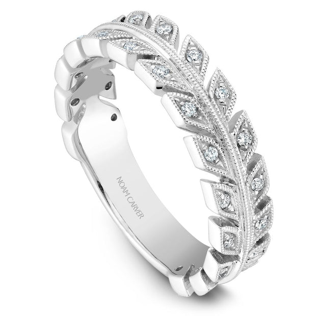 Noam Carver Diamond and Milgrain Laurel Wreath Style Wedding Band - STB3-1W