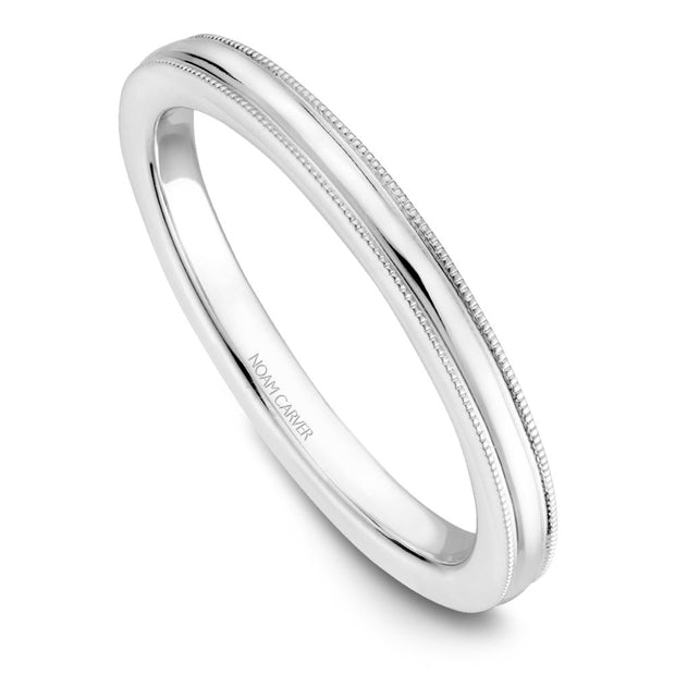 Noam Carver Polished Wedding Band with Milgrain Borders - STC1-4