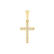 14k Yellow Gold Mini Diamond Cross Pendant, 0.10TCW