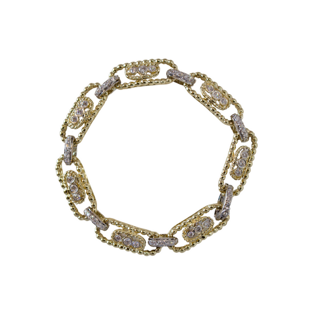 14k Yellow Gold Diamond and Milgrain Link Bracelet