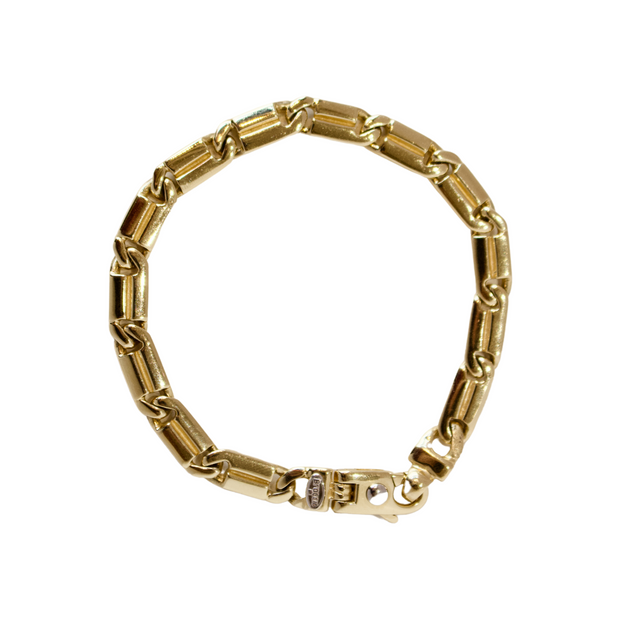 14k Yellow Gold Flat Link Men's Bracelet