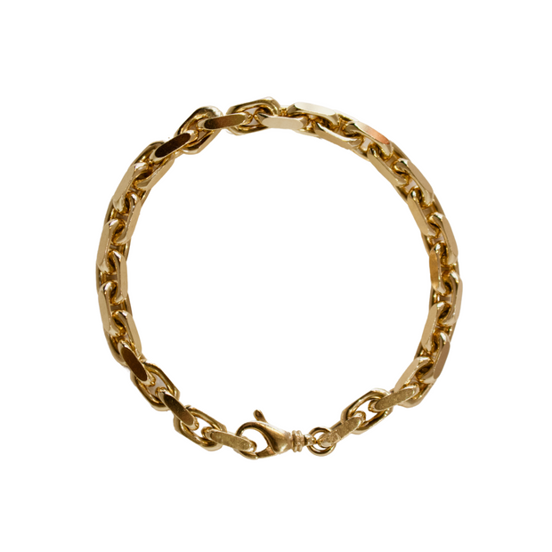 14k Yellow Gold Squared Link Men's Bracelet