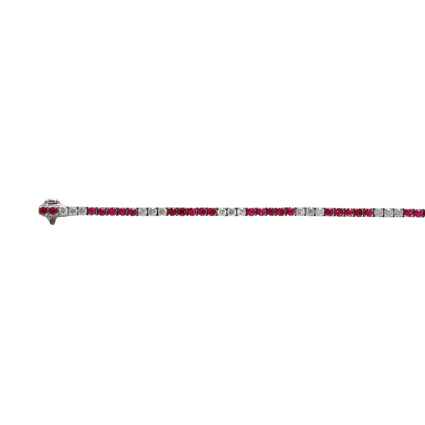 14k White Gold Ruby and Diamond Tennis Bracelet