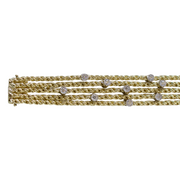 14k Two Tone Five Strand Rope Bracelet with Diamond Stations