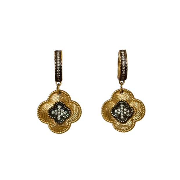 14k Yellow Gold Clover Earrings