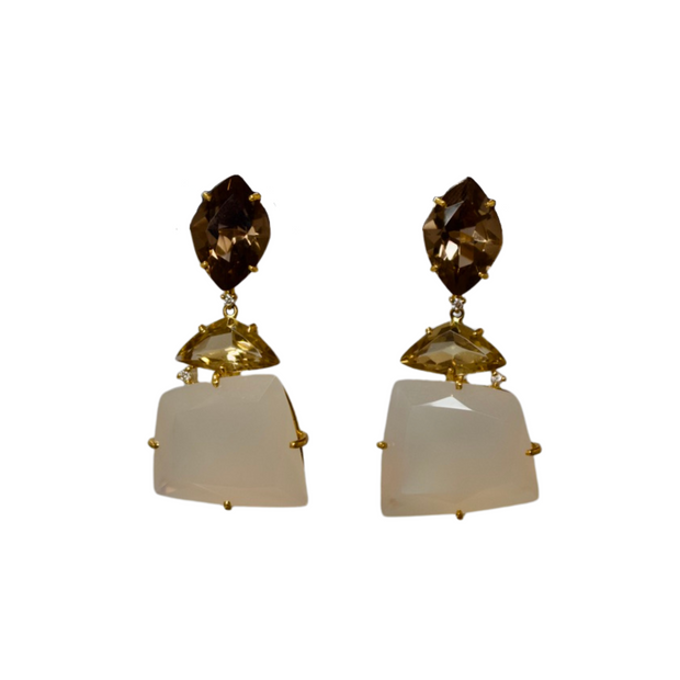 Vianna Brasil 18k Yellow Gold Multistone Earrings