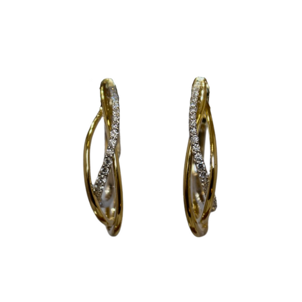 14k Gold Twisted Diamond Earrings