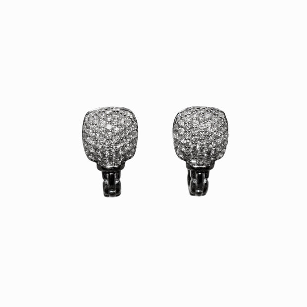 14k White Gold Pave Diamond Earrings