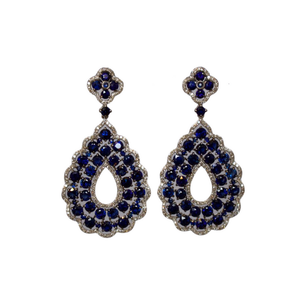 14k White Gold Sapphire and Diamond Earrings