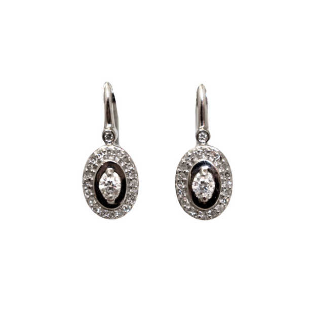 14k White Gold Diamond Drop Earrings