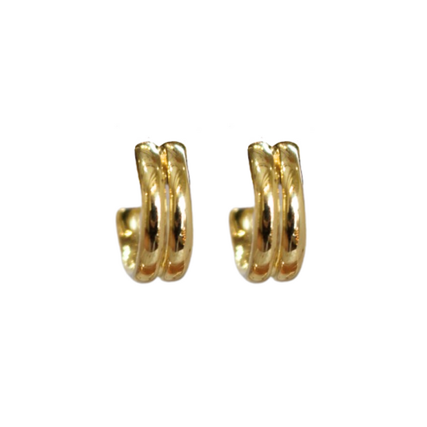 14k Yellow Gold Double J Hoop Earrings