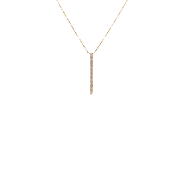 14k Yellow Gold Vertical Diamond Bar Necklace