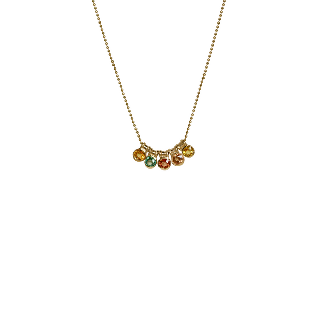 14k Yellow Gold Multicolored Gemstone Necklace