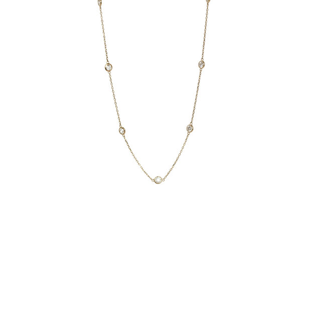 14k Yellow Gold Diamond Station Necklace