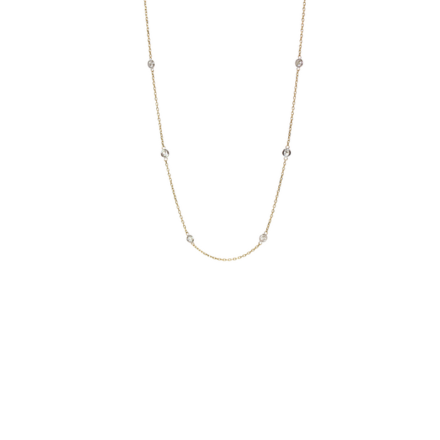 14k Yellow Gold Diamond Station Necklace