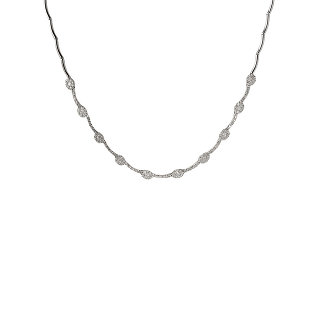 14k White Gold Pave Diamond Necklace