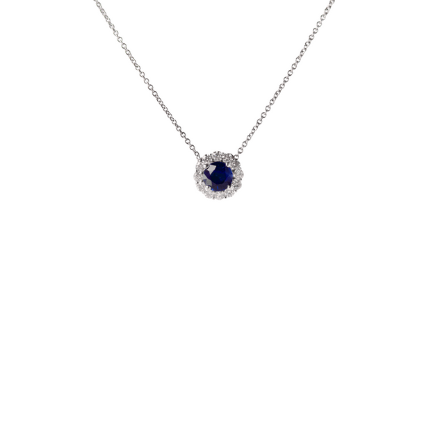 14k White Gold Sapphire and Diamond Necklace