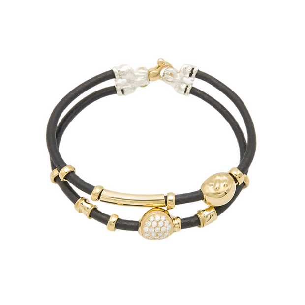 Misani Ladies Stacked Leather Bracelet - B583