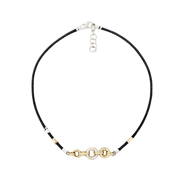 Misani Ladies 18k Gold and Leather Necklace - C2158FP