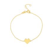 14k Yellow Gold Engravable Heart Bracelet