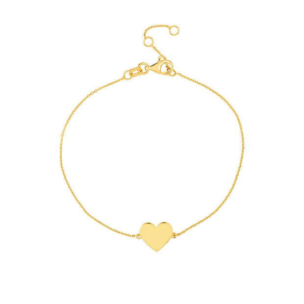 14k Yellow Gold Engravable Heart Bracelet