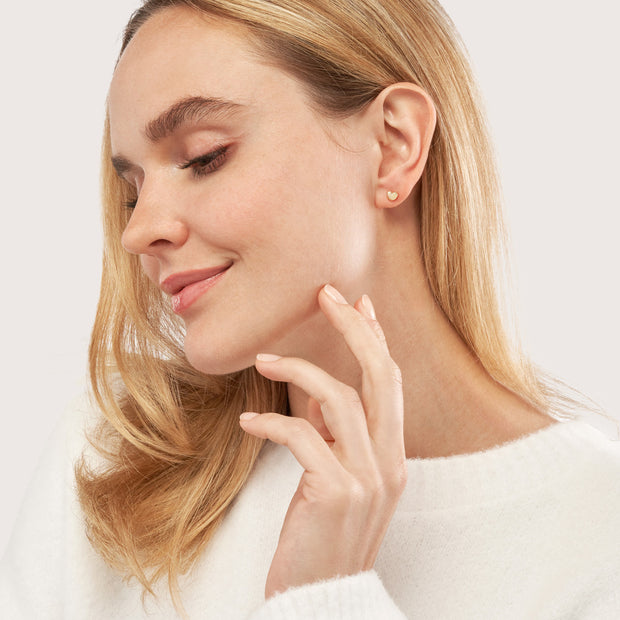 14k Yellow Gold Puffy Heart Earrings