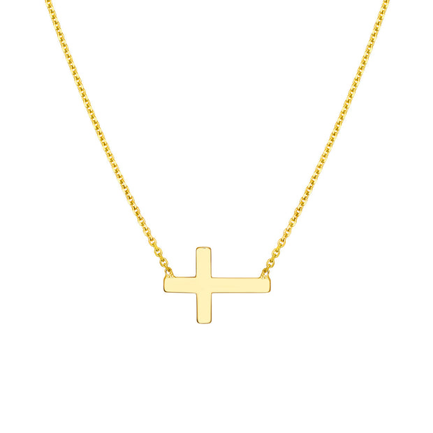 14K Gold Sideways Mini Cross