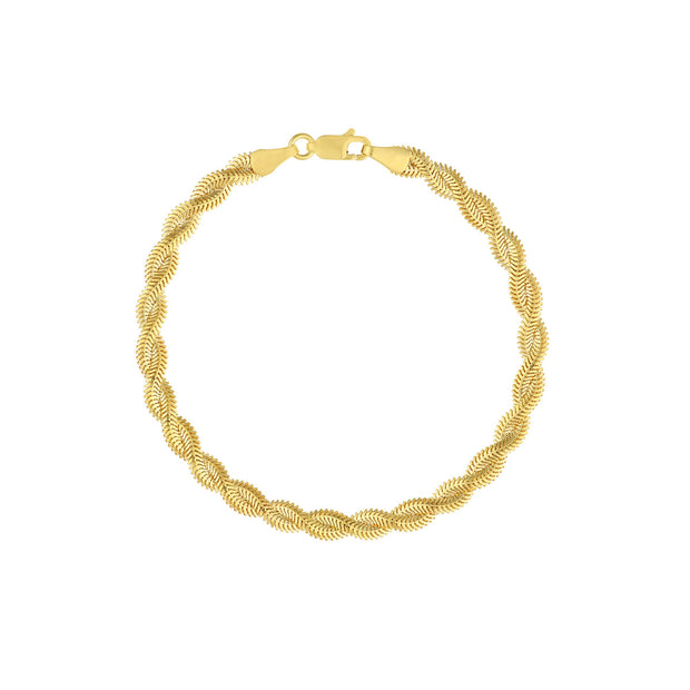 14k Yellow Gold Braided Snake Chain Bracelet