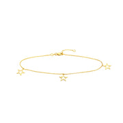 14k Yellow Gold Star Trio Ankle Bracelet