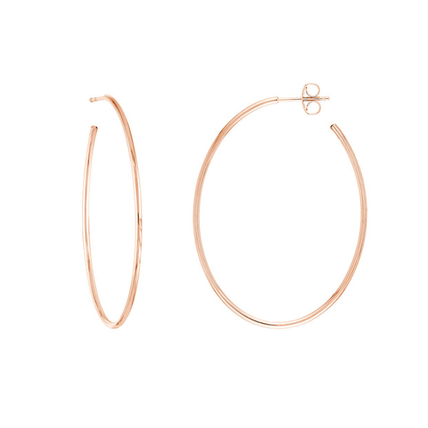 14kt Yellow Gold Oval Open Back Hoop Earrings