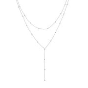 14k Gold Bead Chain Station Drop Necklace