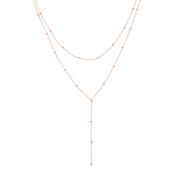 14k Gold Bead Chain Station Drop Necklace