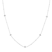 14k Gold Star Set Diamond Station Necklace