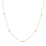 14k Gold Star Set Diamond Station Necklace