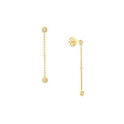 14k Gold Bezel Set Diamond Station Earrings