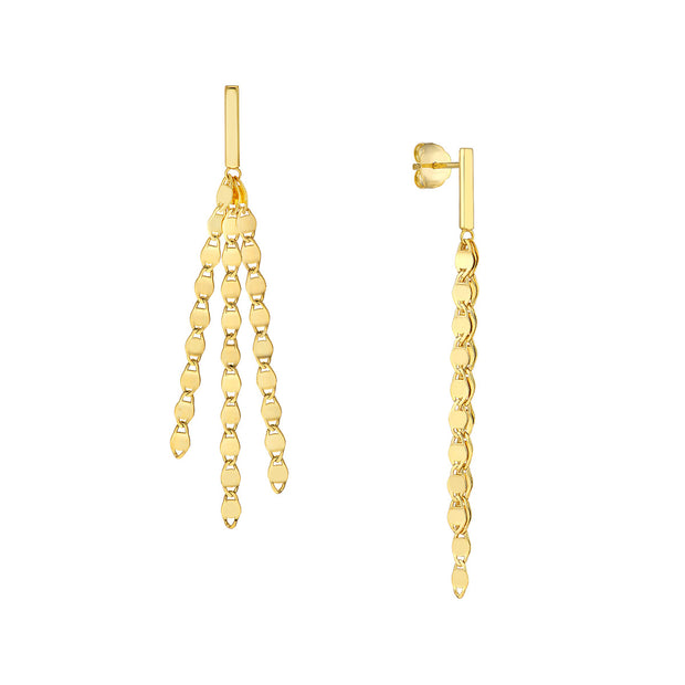 14k Yellow Gold Valentino Chain Dangle Earrings