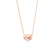 14k Gold Puffed Heart Pendant Necklace