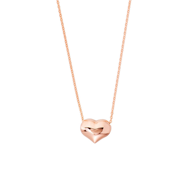 14k Gold Puffed Heart Pendant Necklace