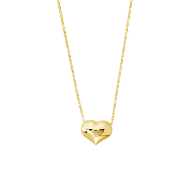 14k Gold Puffed Heart Pendant Necklace