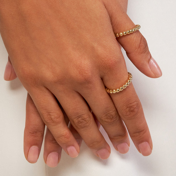 14k Yellow Gold Beaded Wire Ring