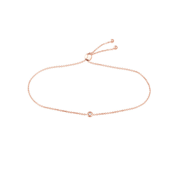 14k Yellow Gold Bezel Set Diamond Bolo Bracelet