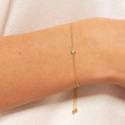 14k Yellow Gold Bezel Set Diamond Bolo Bracelet