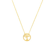 14k Yellow Gold Tree of Life Cut Out Pendant Necklace