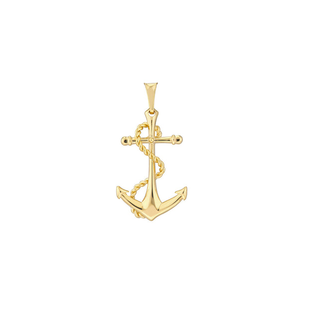 14k Yellow Gold Anchor with Rope Charm
