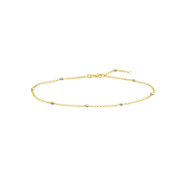14k Gold Bead Station Anklet