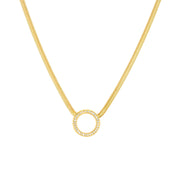 14k Yellow Gold Diamond Circle Snake Necklace